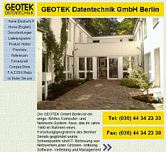 GEOTEK Website 2001 auf Basis von NetObjects Fusion